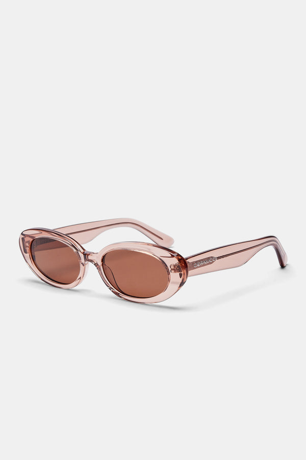 Slim Oval Acetate Sunglasses  - Transparent Blush