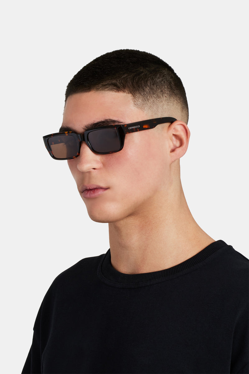 Tortoise Shell Rectangle Acetate Sunglasses - Brown | Mens Accessories ...