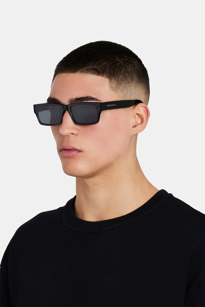 Rectangle Acetate Sunglasses - Black | Mens Accessories | Shop ...