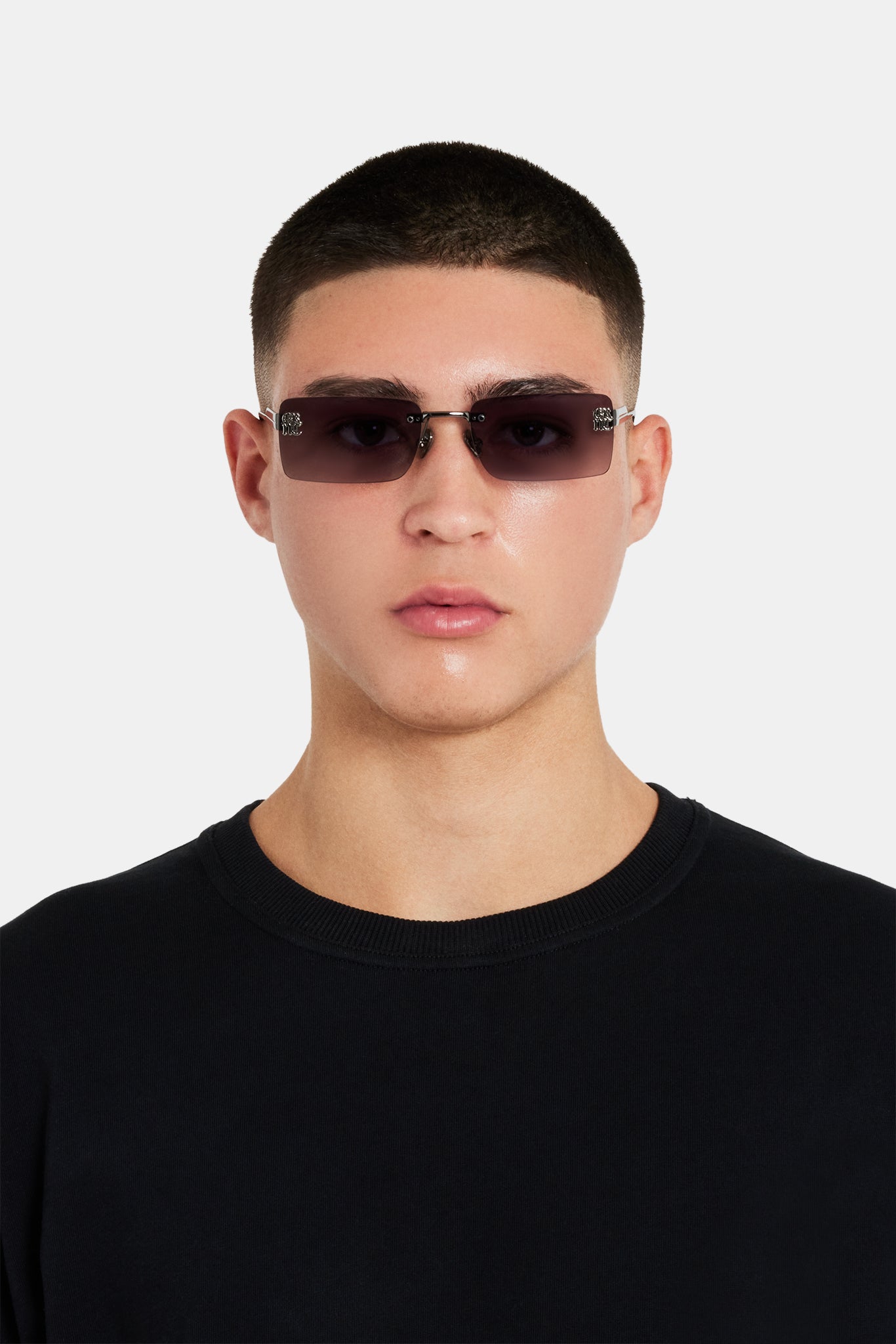 Rechteckige getönte Sonnenbrille - Anthrazit