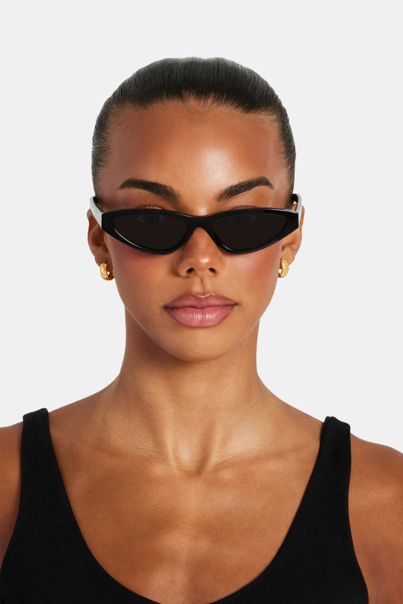 Schmale Schildpatt-Sonnenbrille – Schwarz | Damen-Accessoires