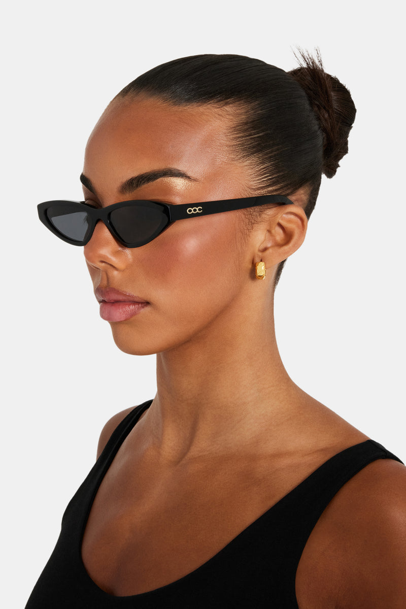 sonnenbrille sport damen schmal Schmale Schildpatt-Sonnenbrille – Schwarz | Damen-Accessoires
