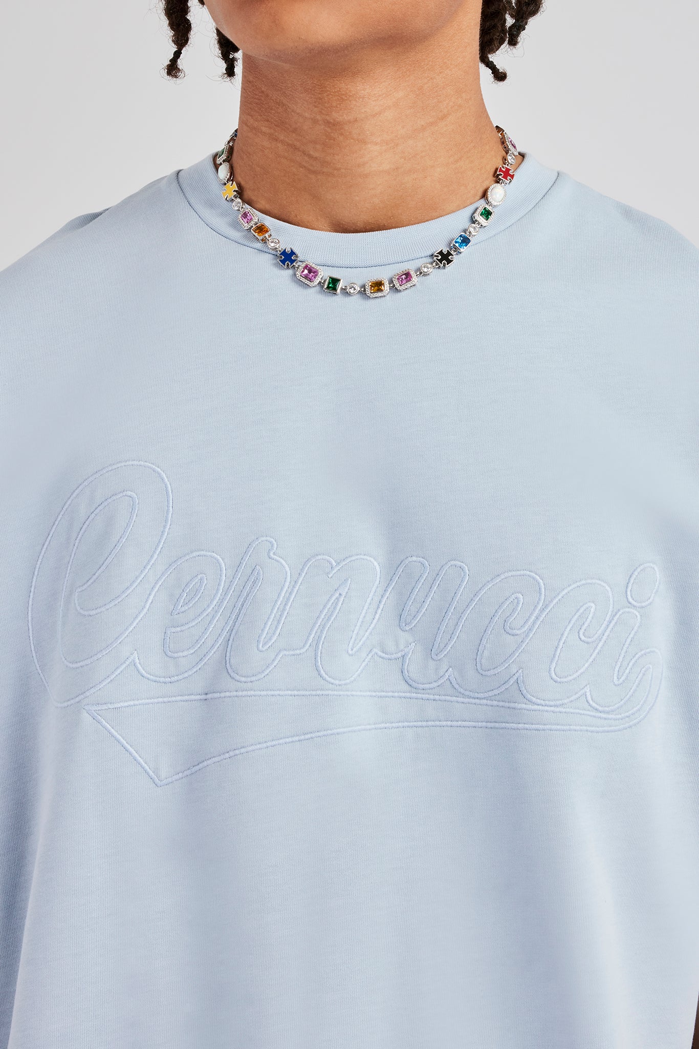 Cernucci Script Oversized T-Shirt - Light Blue