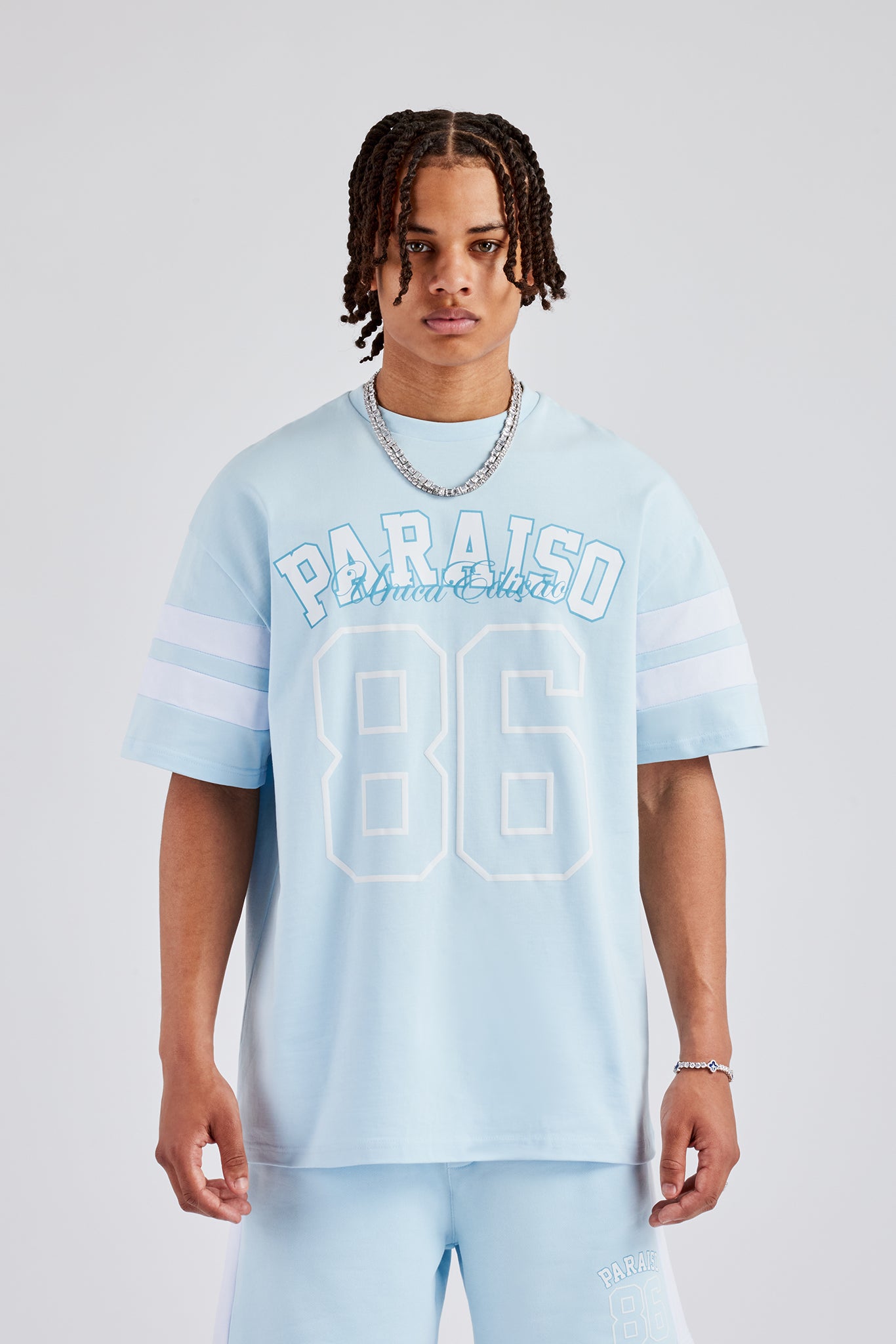 86 Varsity Skater T-Shirt - Light Blue | Mens Tees & Vests | Shop