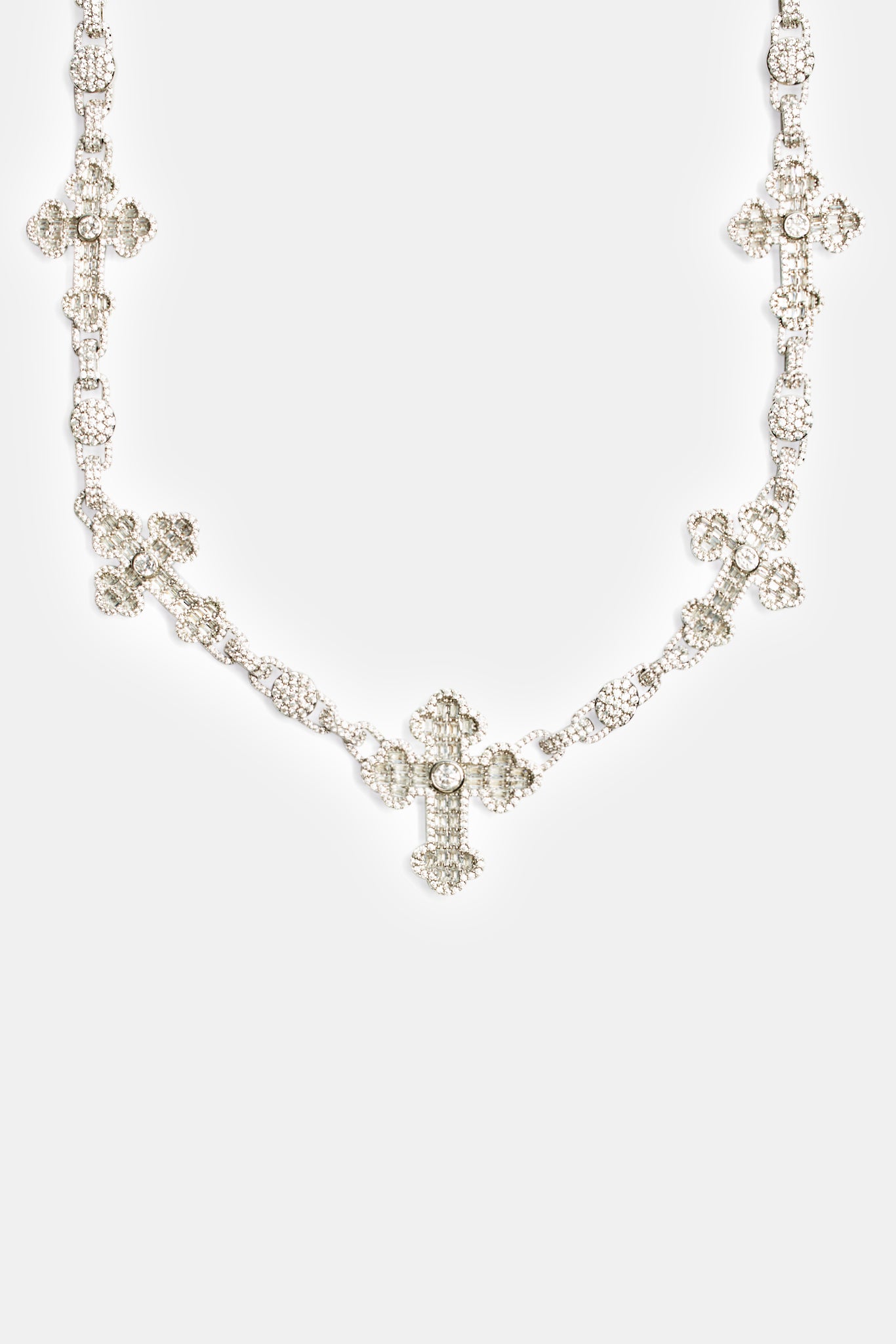 Iced Baguette CZ Kreuz Tropfen Kette