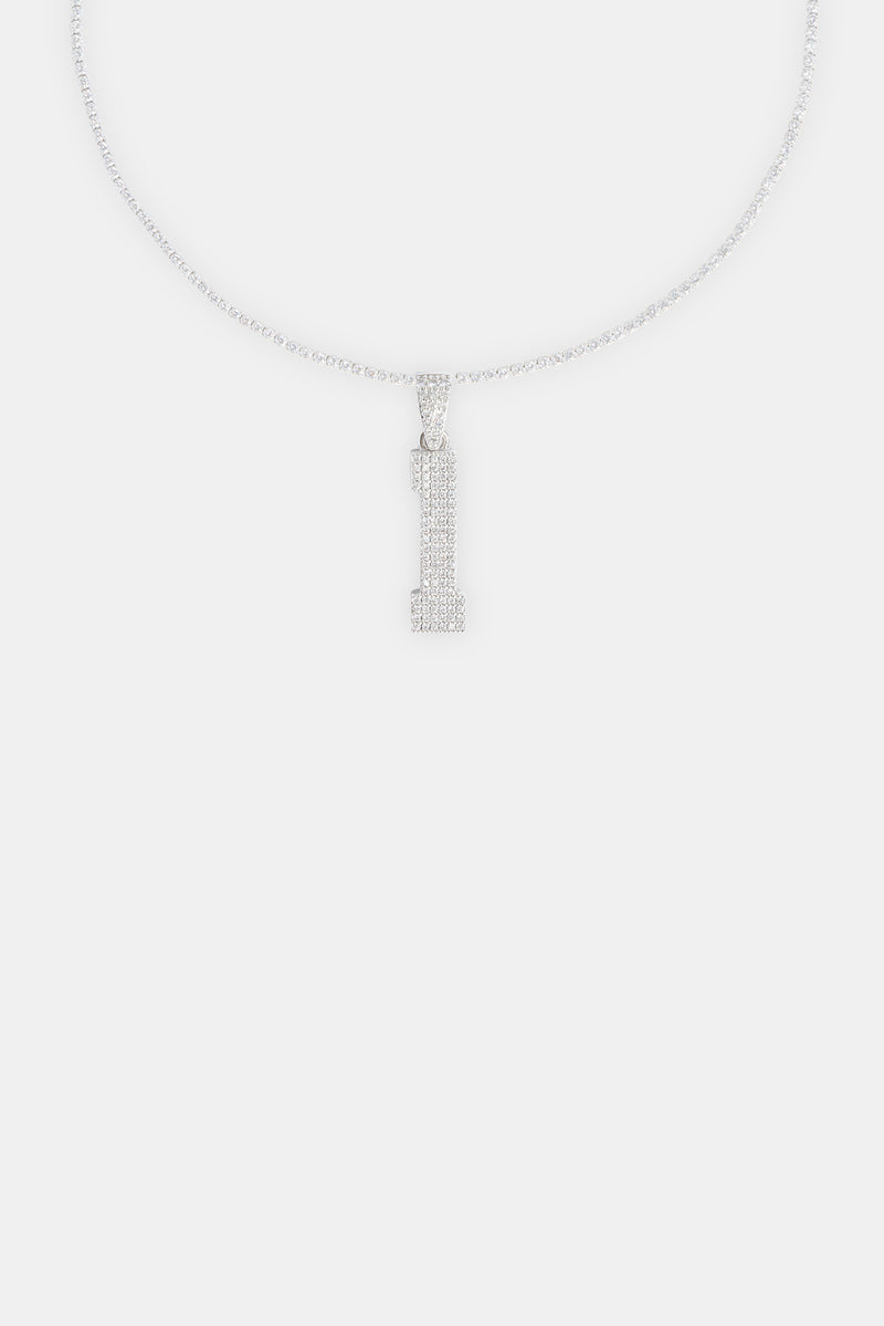 Iced 1 Number Pendant - White Gold