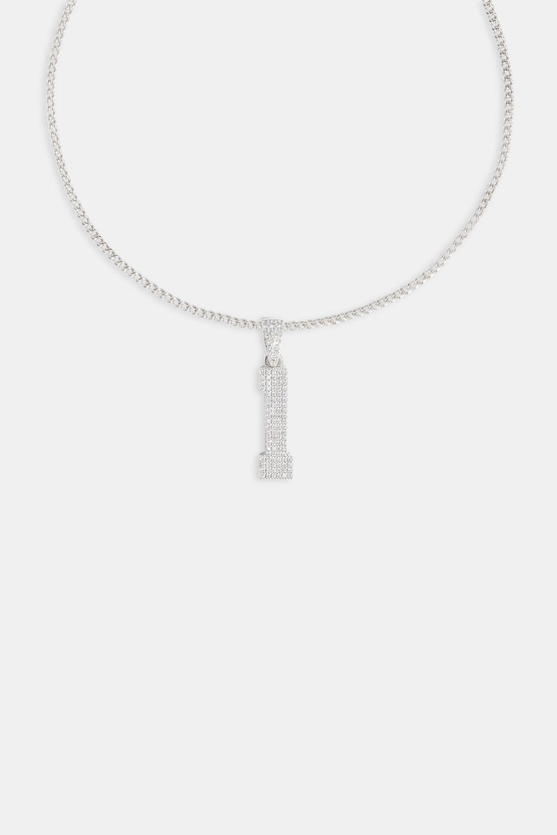 Iced 1 Number Pendant - White Gold