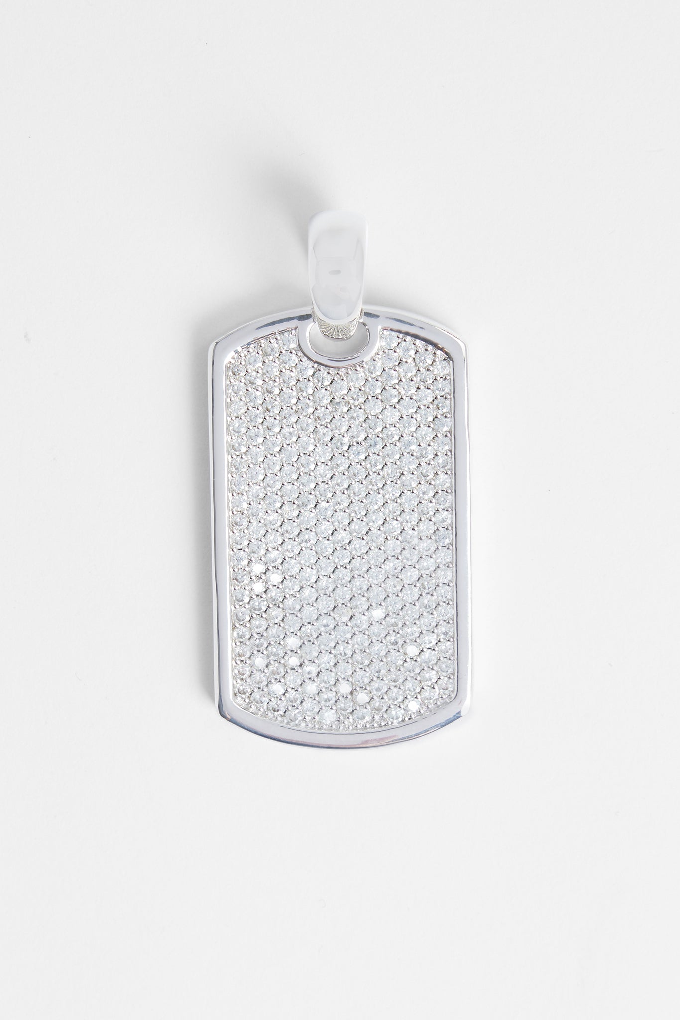 Iced CZ 2 Tone Dog Tag Pendant