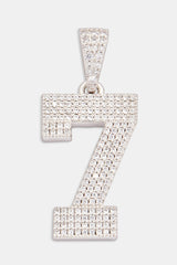 Iced 7 Number Pendant - White Gold