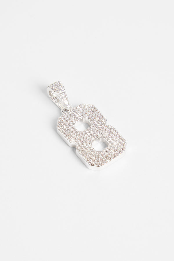 Iced 8 Number Pendant - White Gold