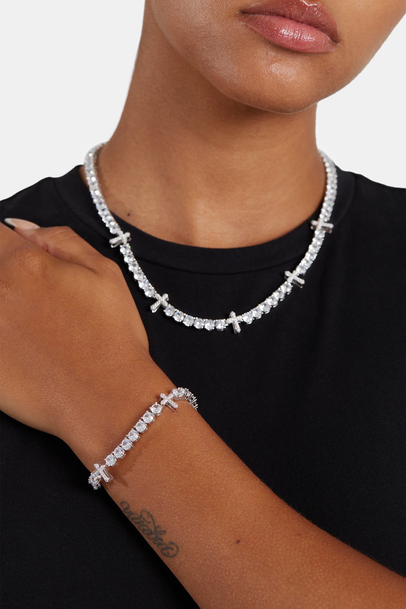 Iced CZ Cross Tennis Bracelet – Cernucci