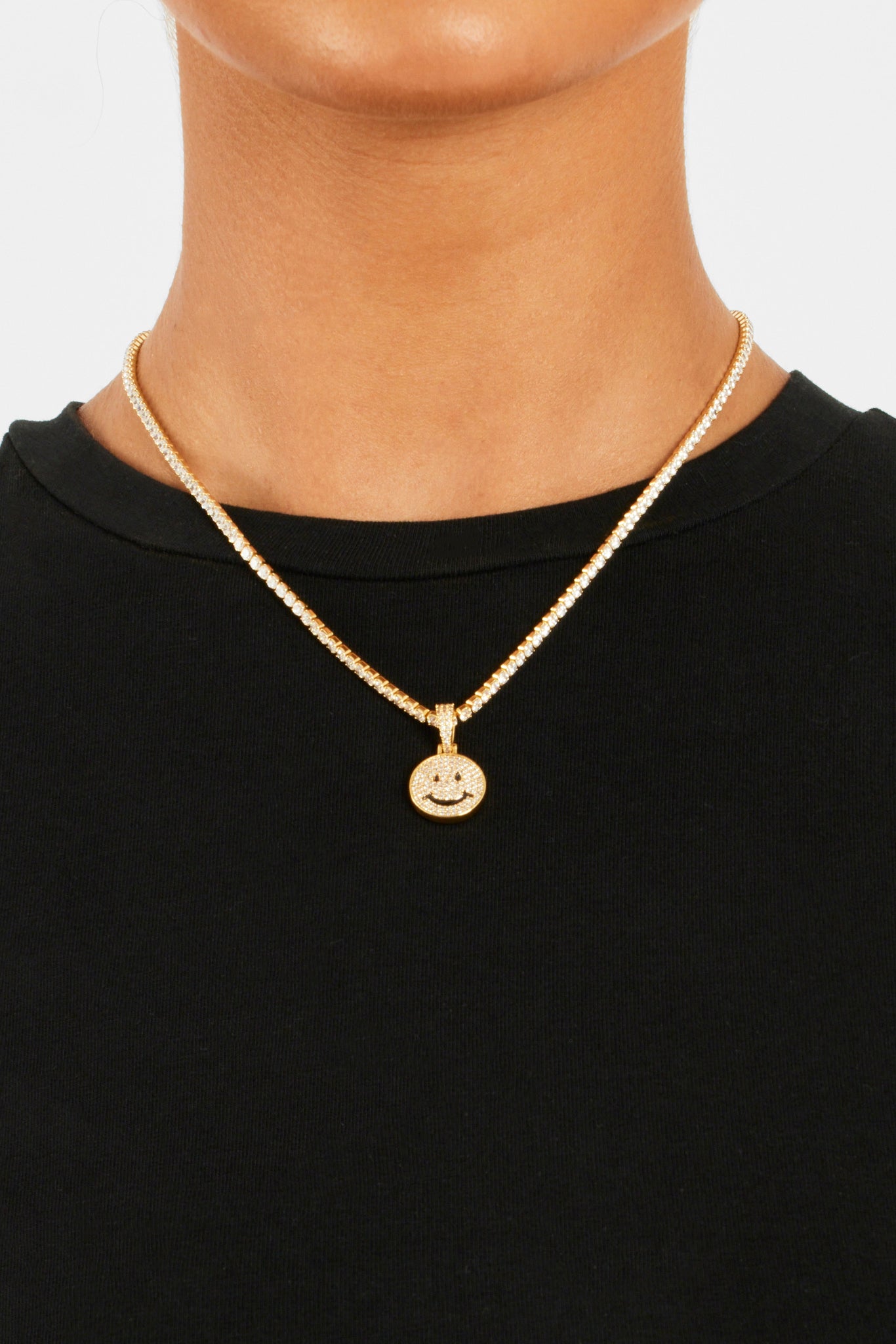 Vergoldeter Anhänger mit Iced CZ Happy Face