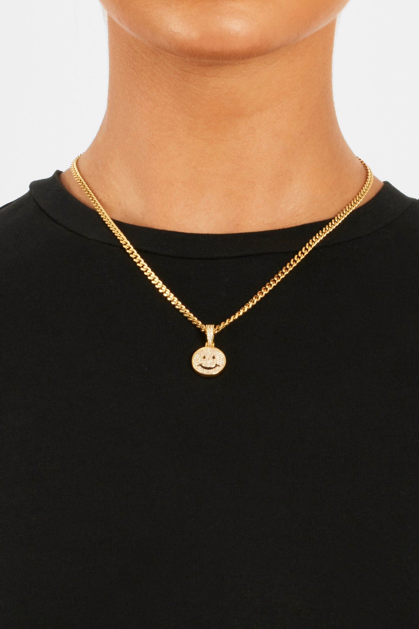 Vergoldeter Anhänger mit Iced CZ Happy Face