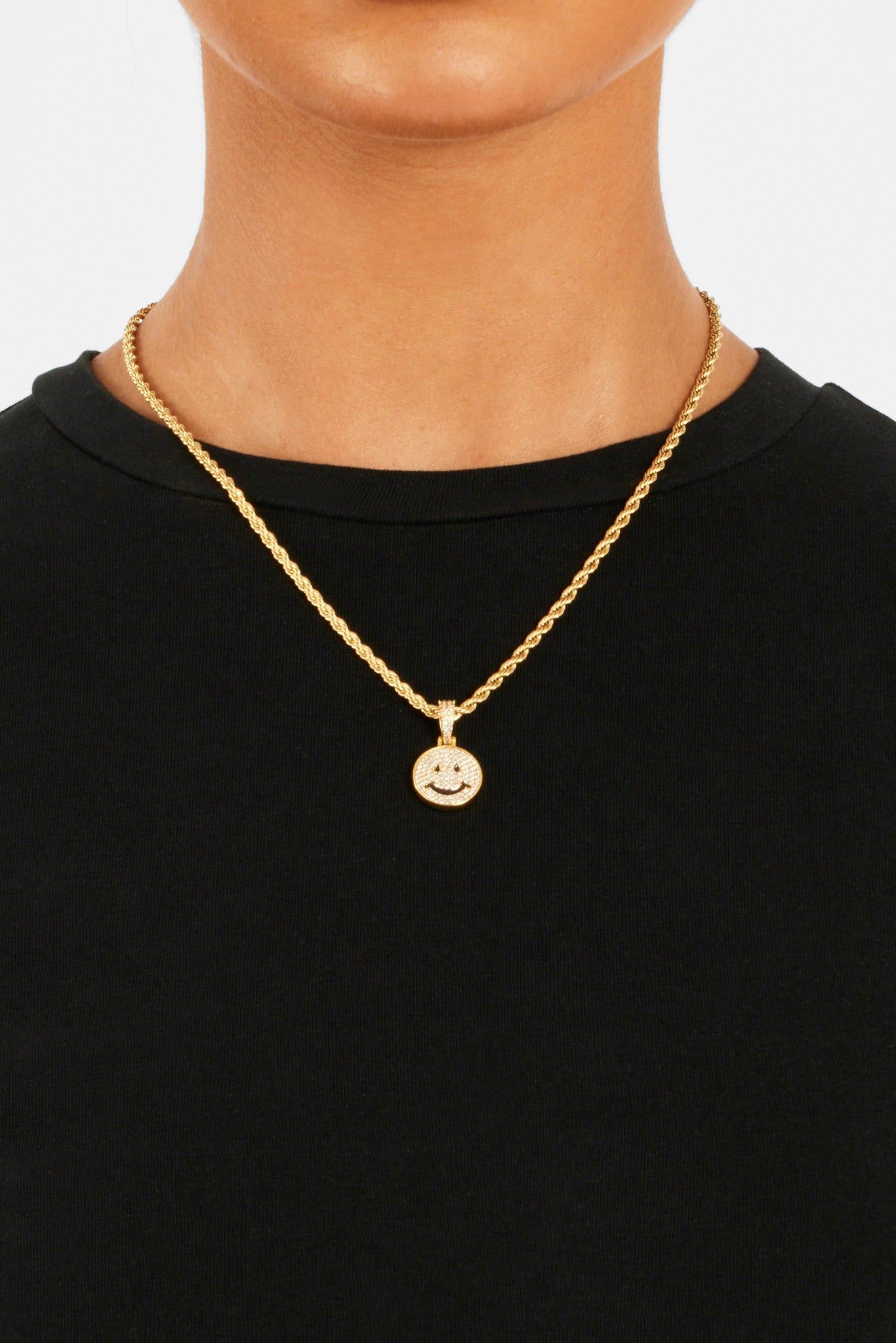 Vergoldeter Anhänger mit Iced CZ Happy Face