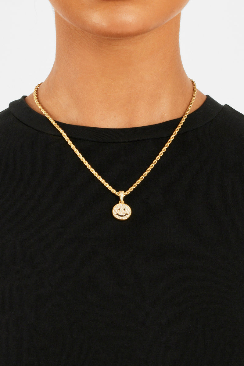 Vergoldeter Anhänger mit Iced CZ Happy Face