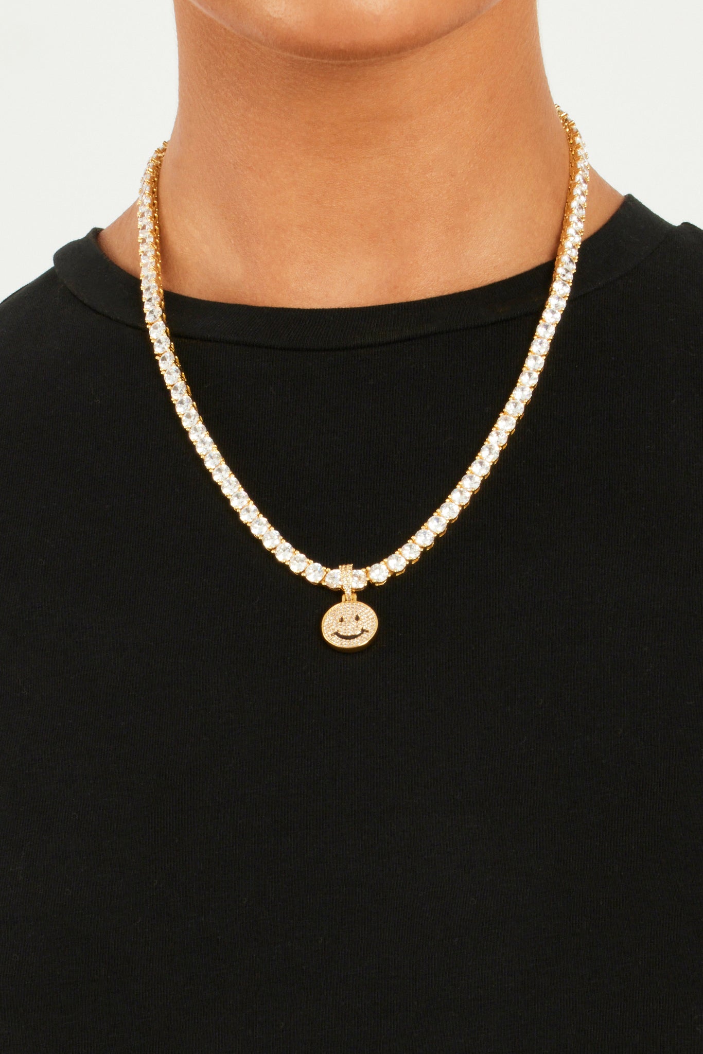 Vergoldeter Anhänger mit Iced CZ Happy Face