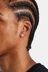 7mm Blue Iced Cluster Stud Earrings