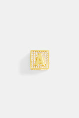 Gold Plated Iced A Letter Block Pendant
