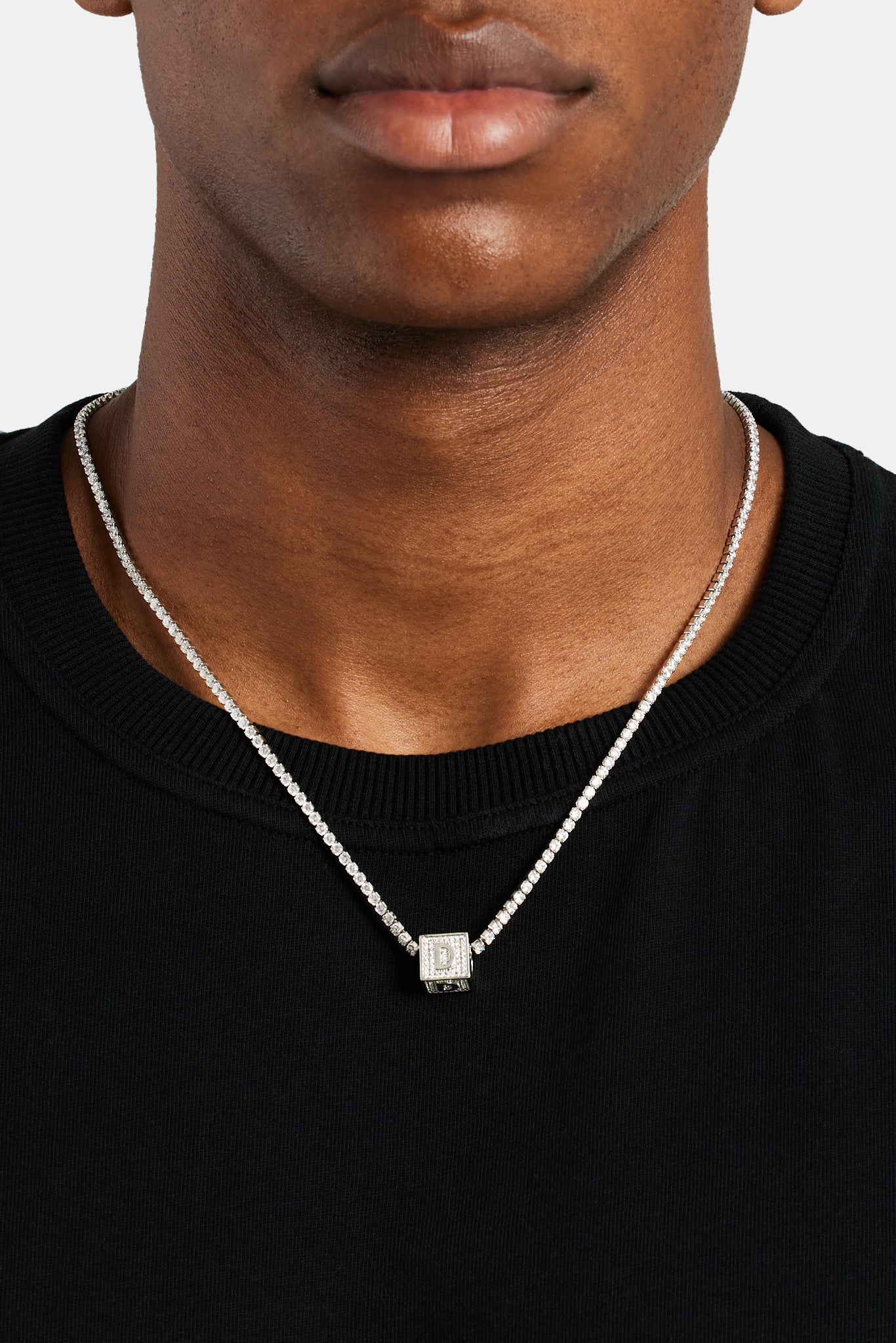 Iced D Buchstabenblock-Anhänger