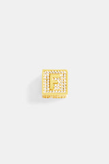 Gold Plated Iced F Letter Block Pendant