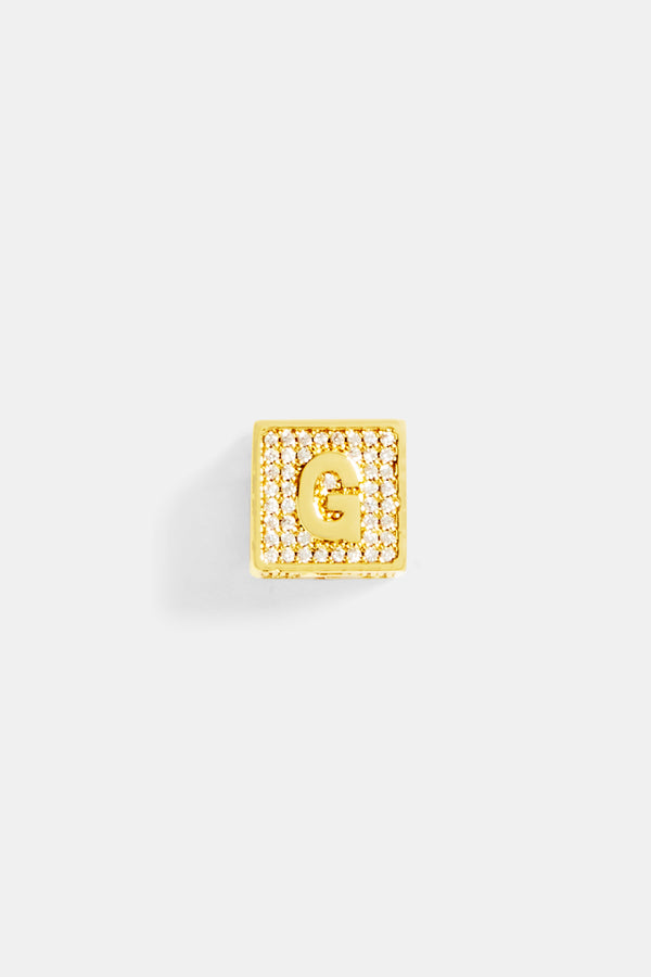 Gold Plated Iced G Letter Block Pendant