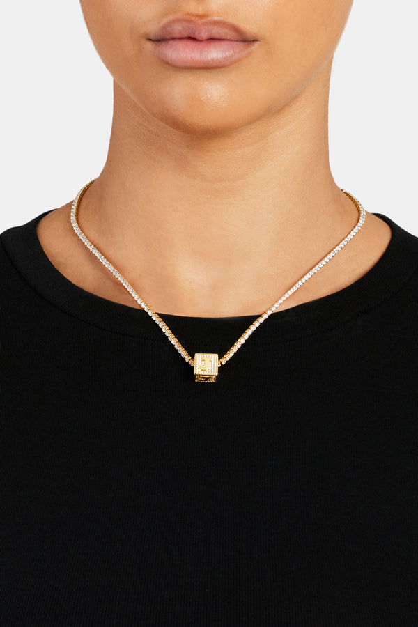 Gold Plated Iced J Letter Block Pendant