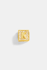 Gold Plated Iced K Letter Block Pendant