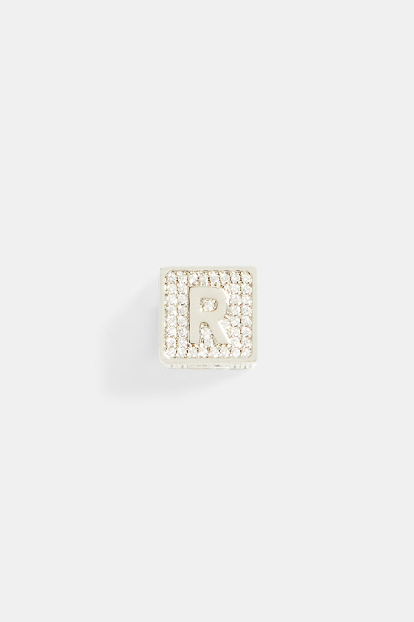 Iced R Letter Block Pendant