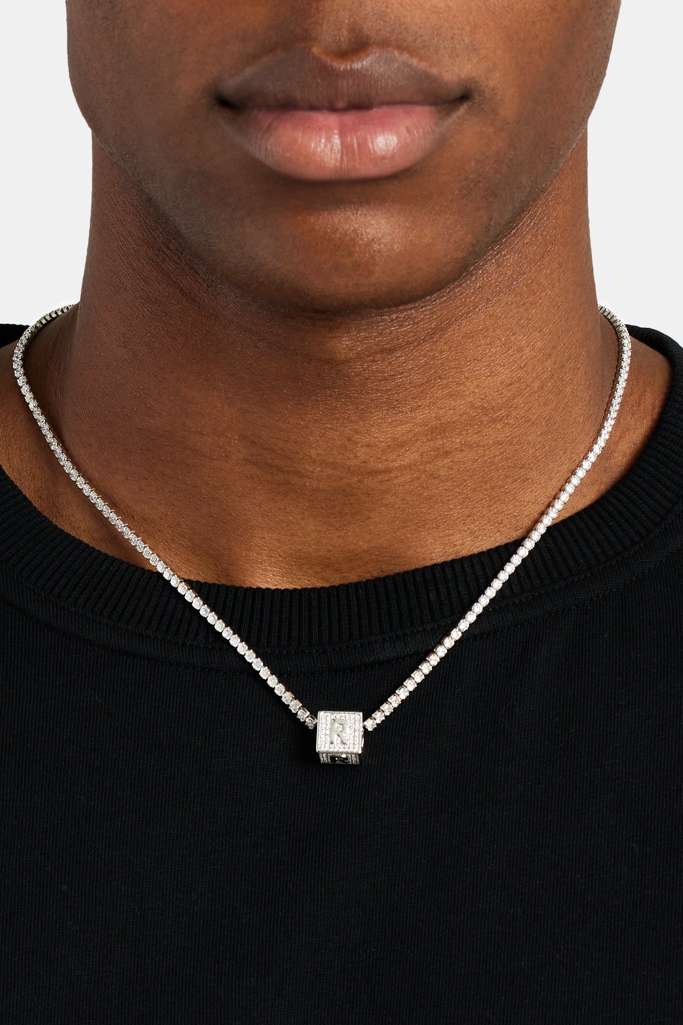 Iced R Buchstabe Block Anhänger