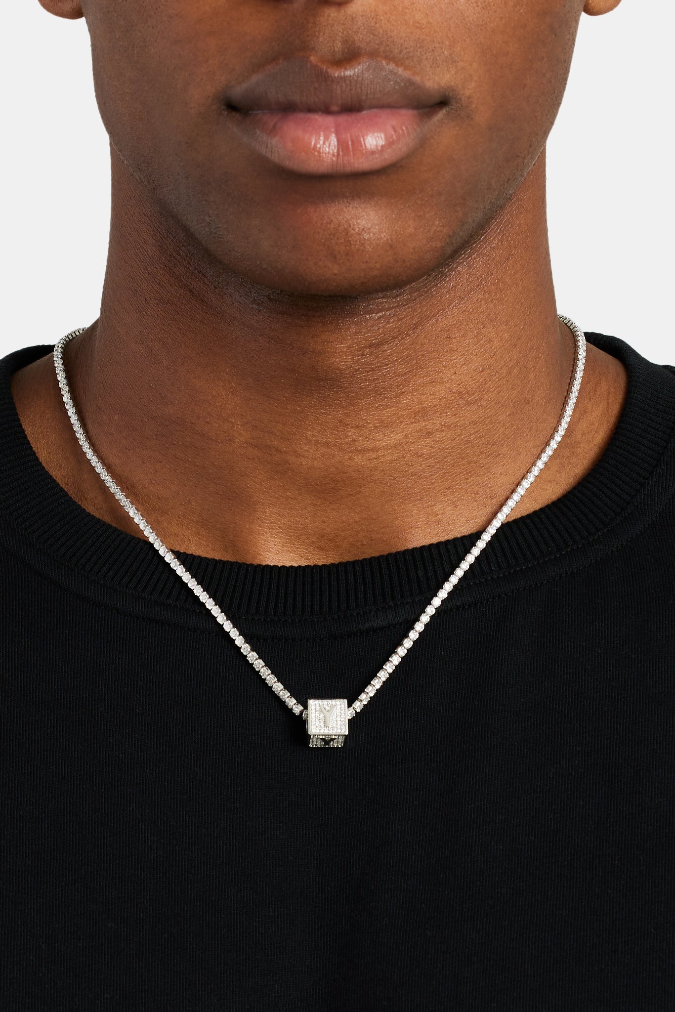 Iced Y Buchstabenblock-Anhänger