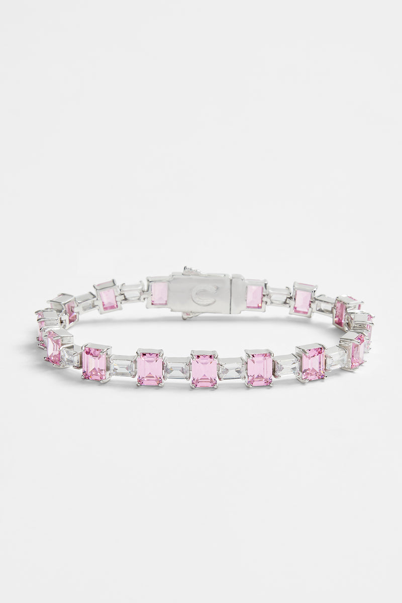 Iced Pink CZ Baguette Tennis Bracelet