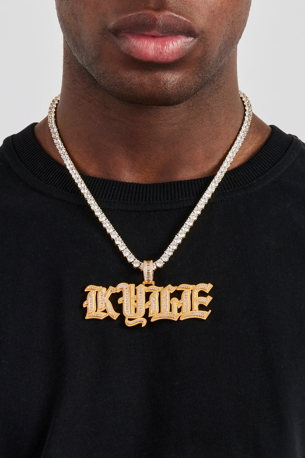Iced Gothic Font Letter Pendant - 25mm - Gold | Mens Pendants | Shop ...