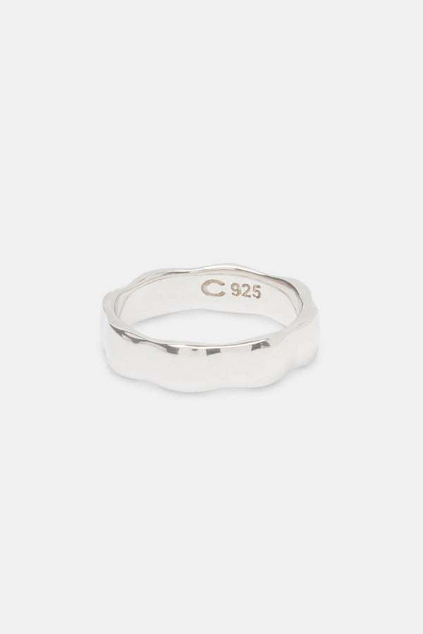 Textured Polished Band Ring - White