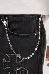 Denim Applique Jort & 10mm Cernucci Motif Jean Chain - Washed Black