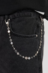 Denim Bermuda Jorts & 10mm Cernucci Motif Jean Chain - Washed Black