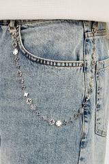 Denim Baggy Jort & 10mm Cernucci Motif Jean Chain - Antique Wash