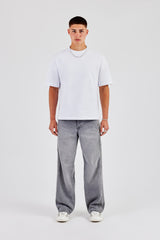 Panelled Baggy Jean - Washed Grey
