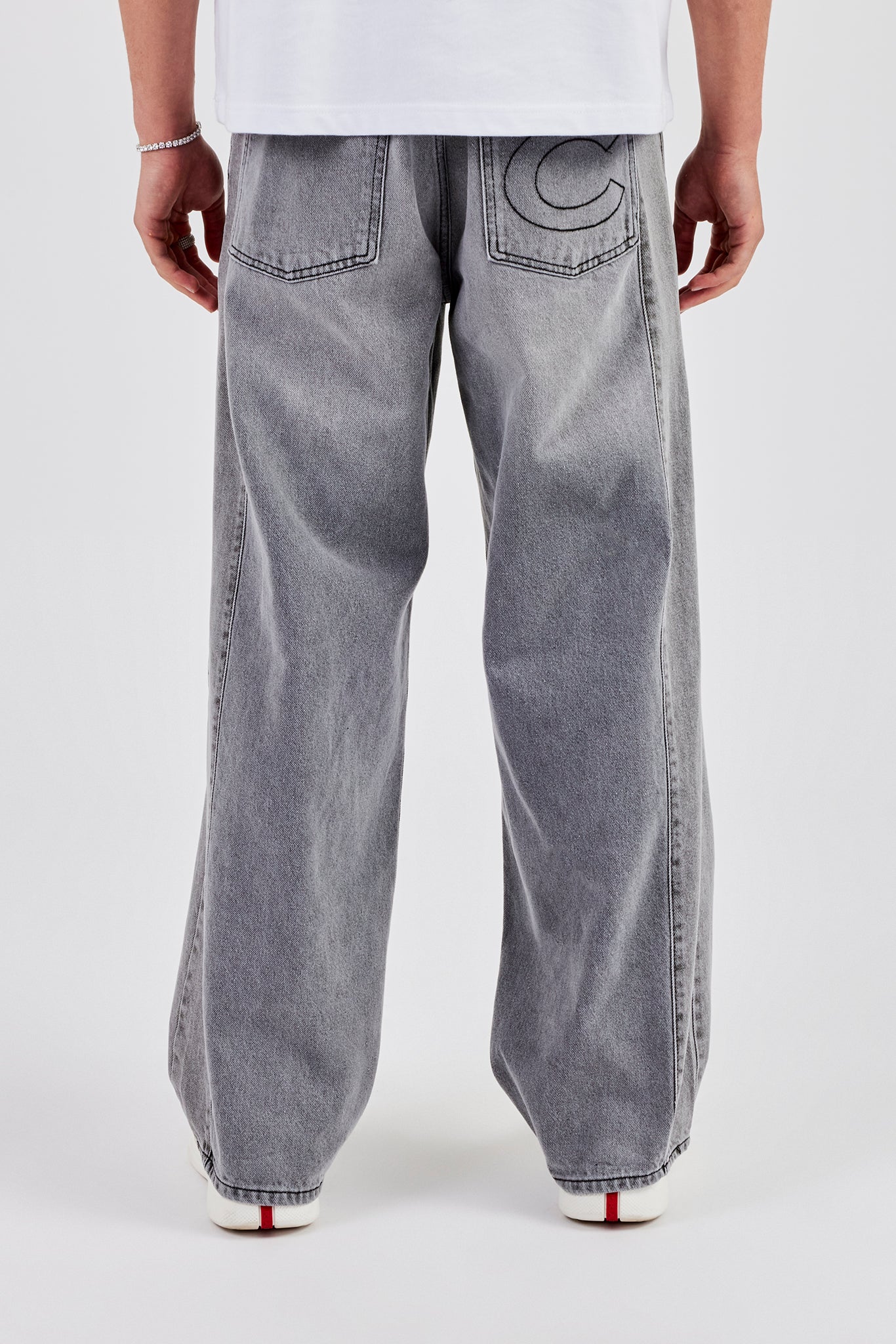 Panelled Baggy Jean - Washed Grey