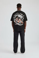 Oversize-T-Shirt mit „C“-Grafik von Pearl and Diamond - Schwarz