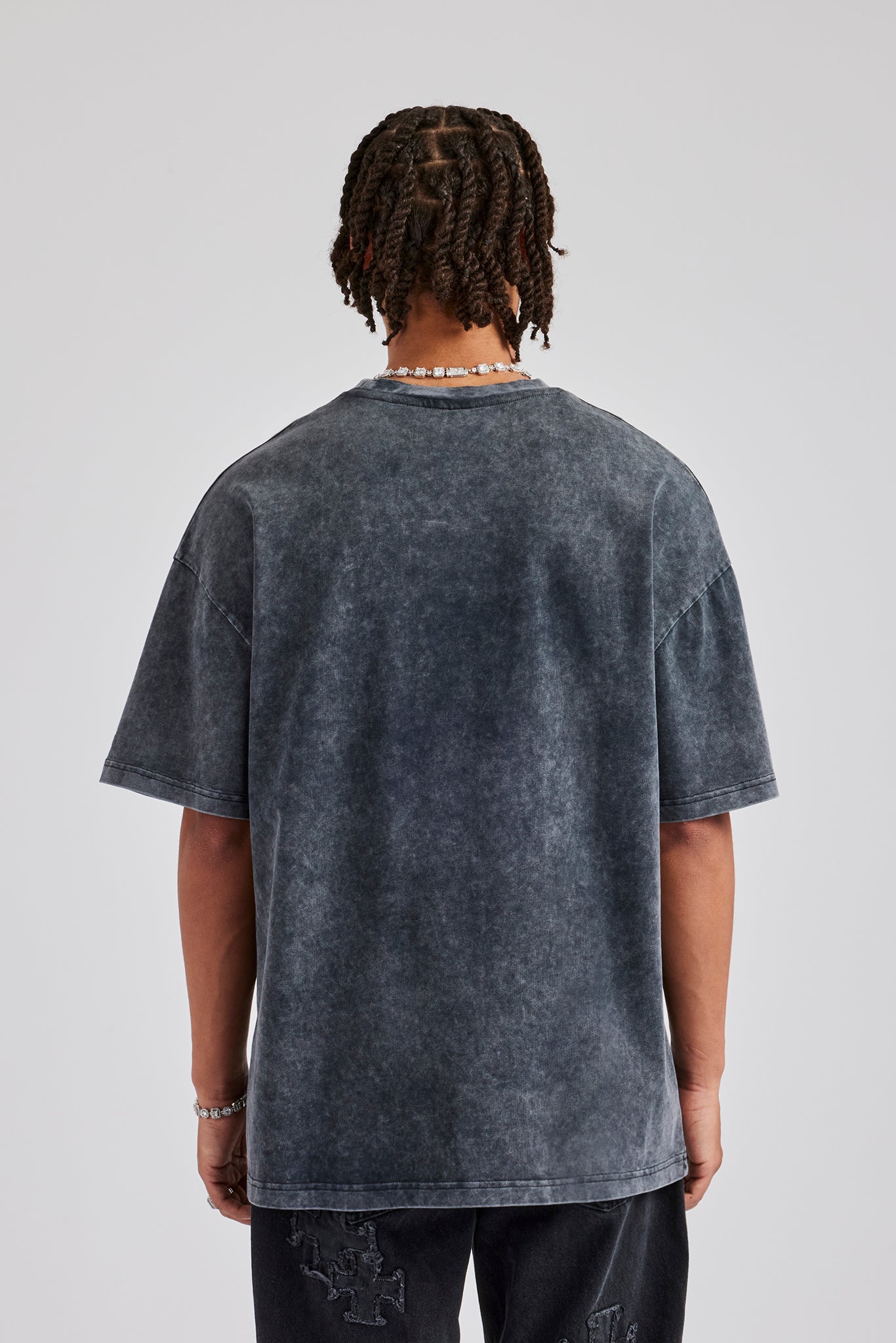 Oversize-T-Shirt mit Acid-Wash-Grafik „Diamond Grills“