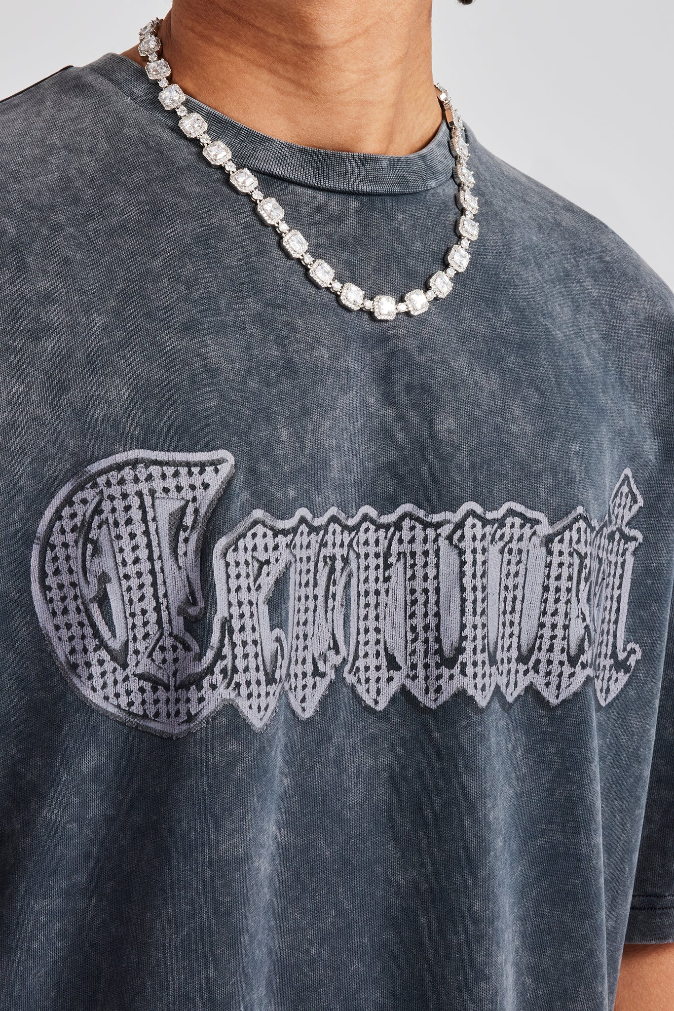 Acid Wash Cernucci Chrome Oversized T-Shirt | Mens Tees & Vests