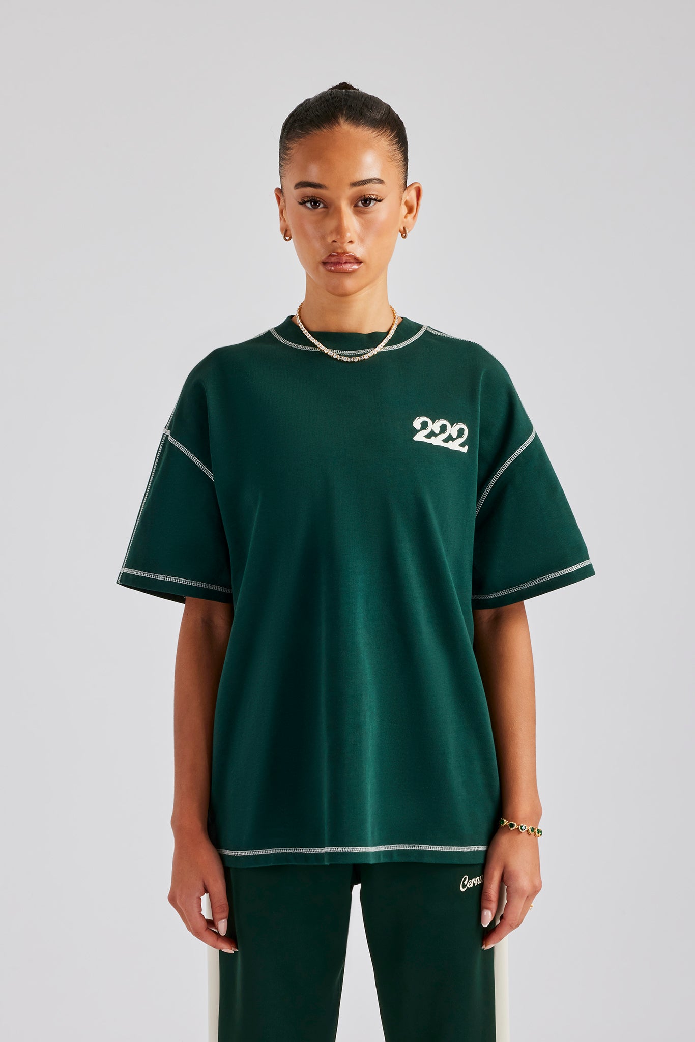 222 Cherub Oversize-T-Shirt - Waldgrün