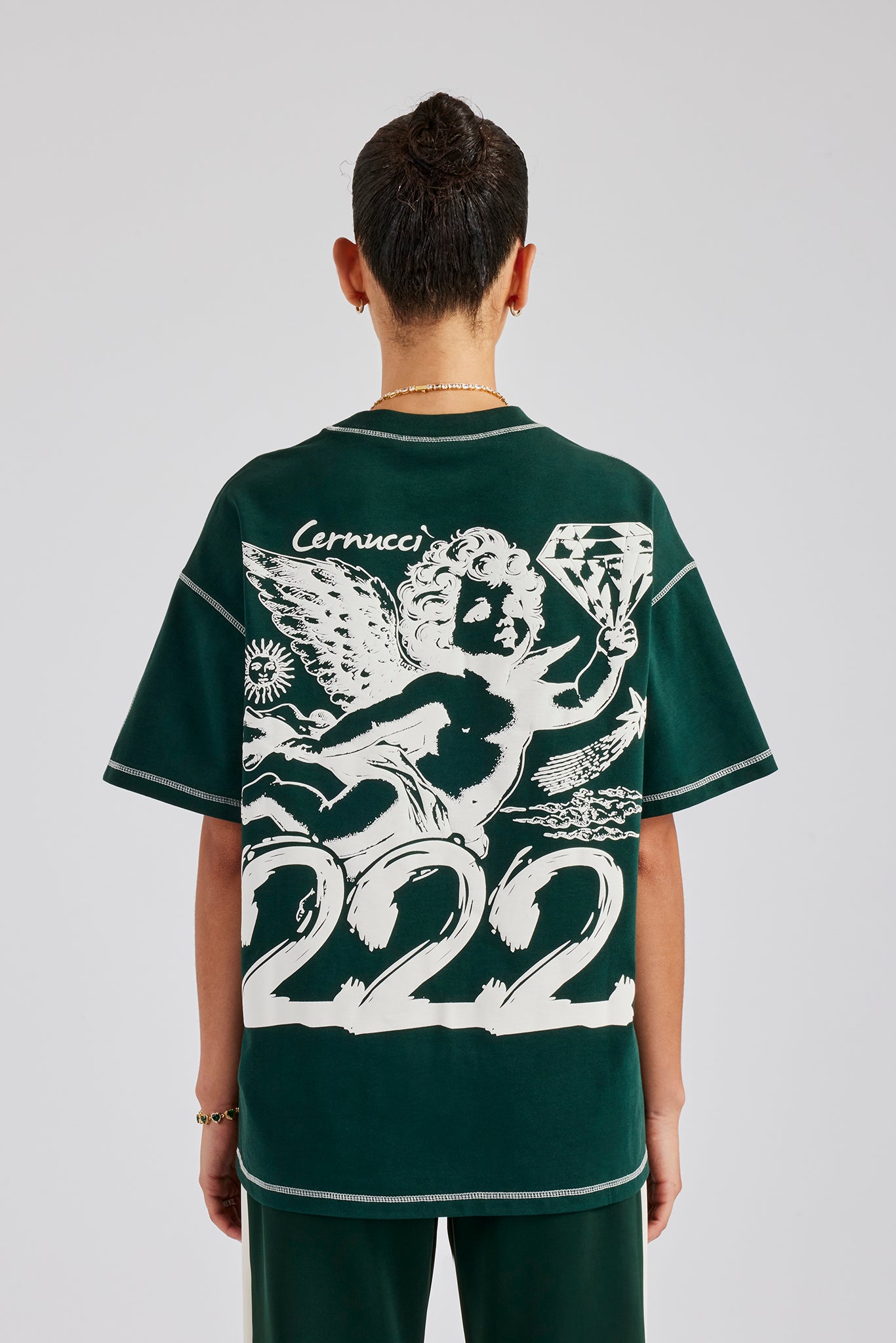 222 Cherub Oversize-T-Shirt - Waldgrün