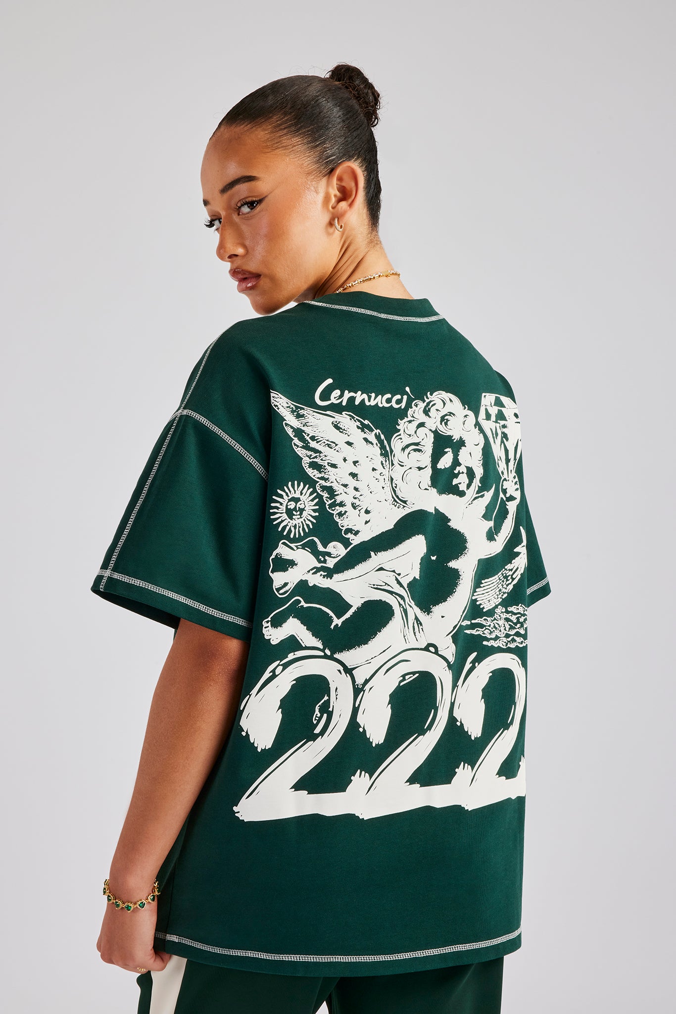 222 Cherub Oversized T-Shirt - Forest Green | Womens Tees & Vests