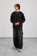 Cernucci Langarmshirt mit Rückenprint – Schwarz