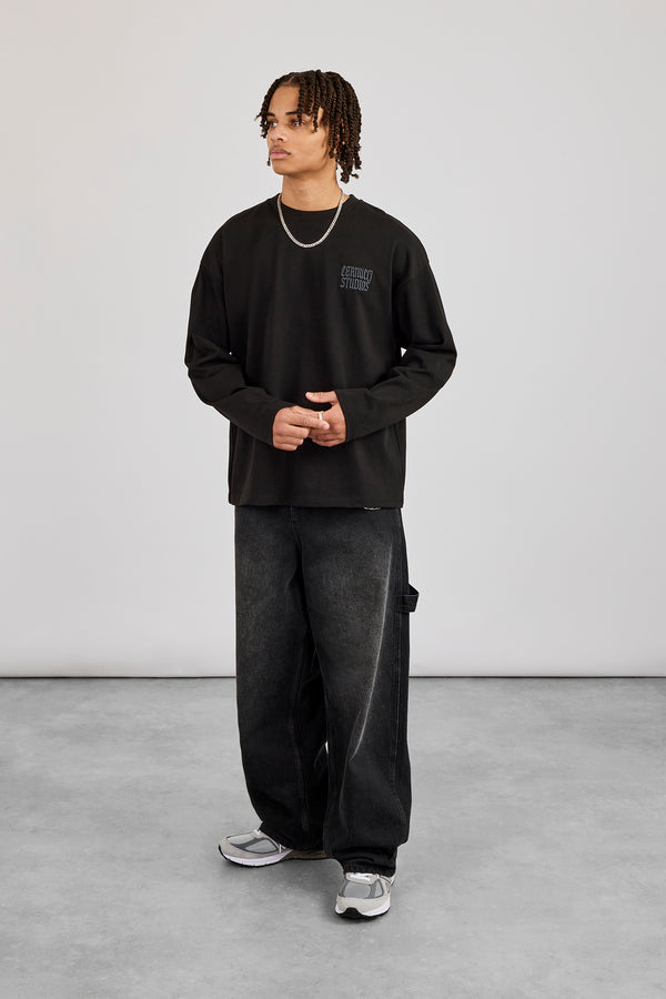 Cernucci Back Print Long Sleeve T-Shirt - Black