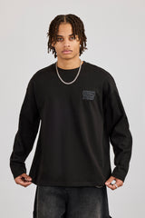 Cernucci Langarmshirt mit Rückenprint – Schwarz