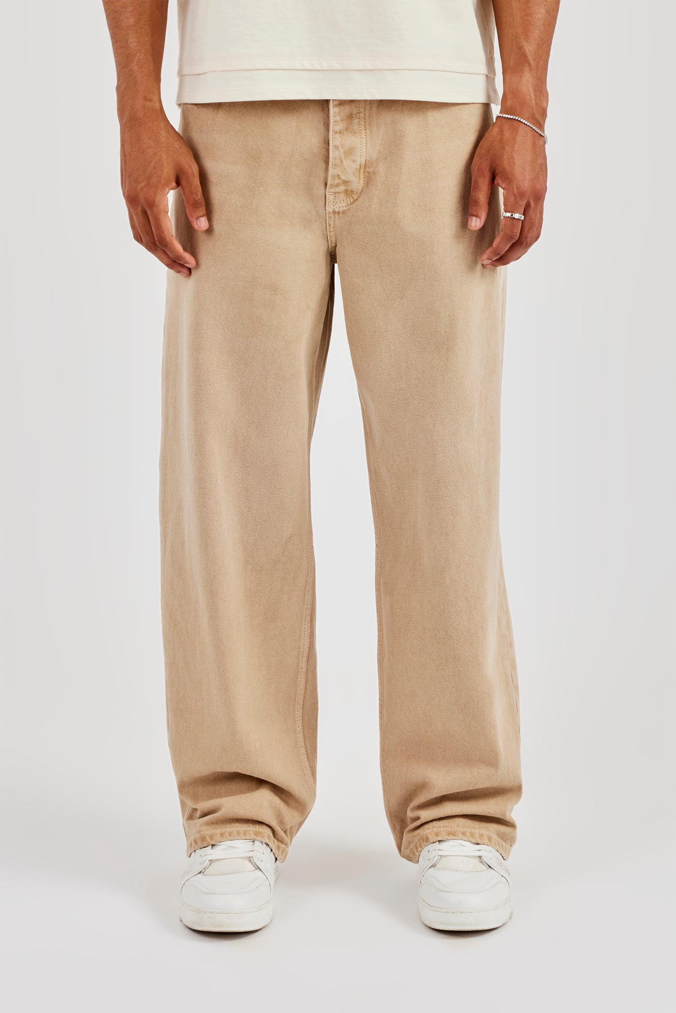 Baggy Fit Washed Stone Jeans