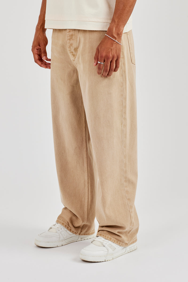 Baggy Fit Washed Stone Jeans