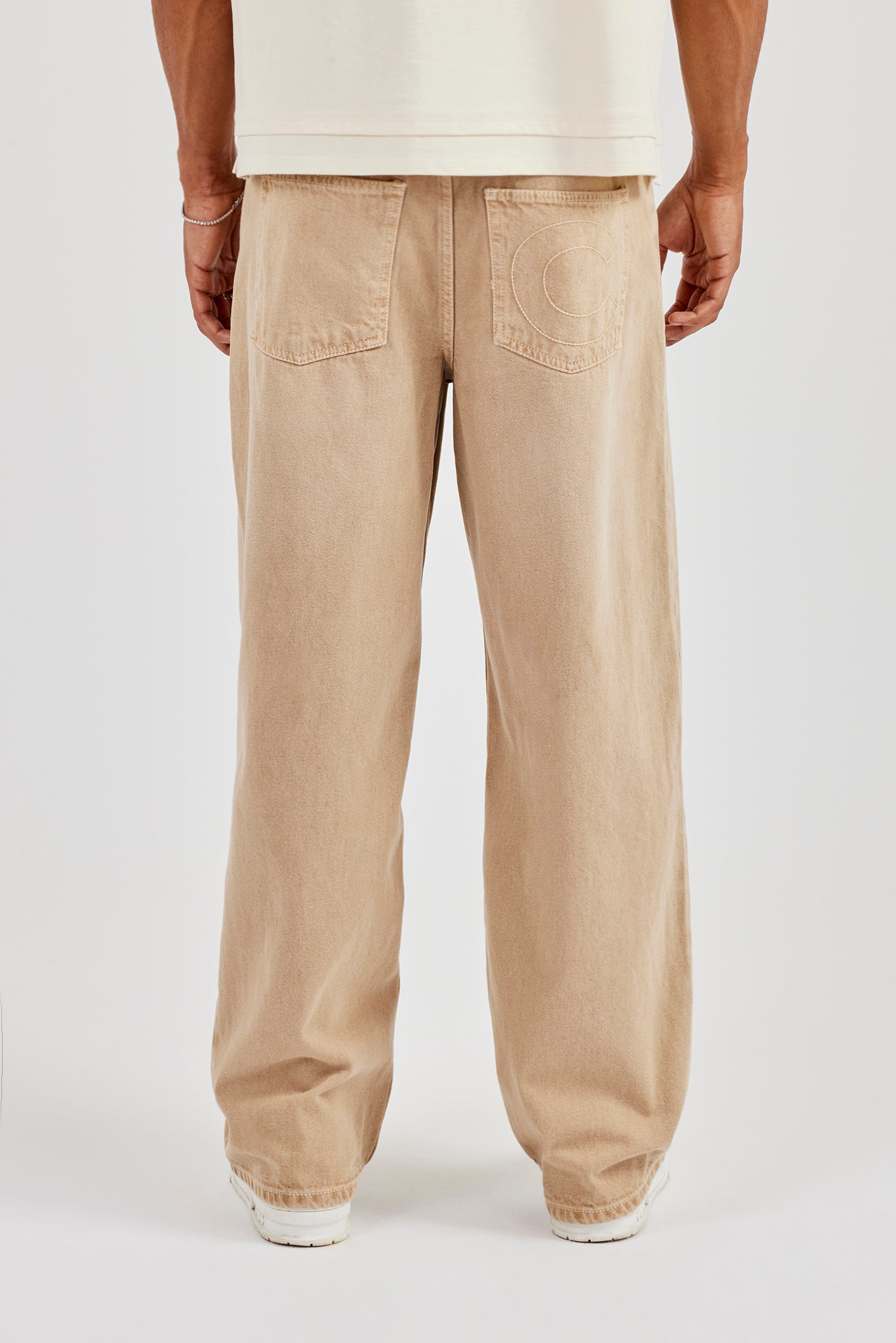 Baggy Fit Washed Stone Jeans